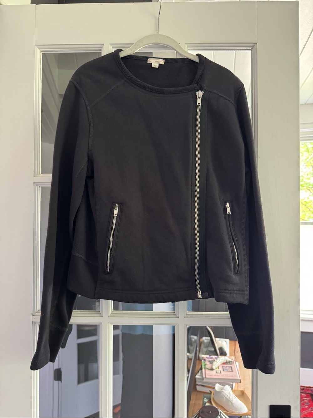 GAP Black Asymmetrical Zip Bomber Jacket